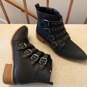 Black Buckle Ankle Boots
